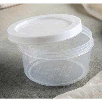 TÁROLÓ DOBOZ KEREK MŰA. CSAVAROS TETŐVEL 0,5L