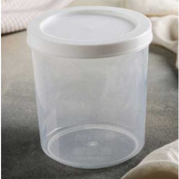 TÁROLÓ DOBOZ KEREK MŰA. CSAVAROS TETŐVEL 1L