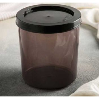 TÁROLÓ DOBOZ KEREK MŰA. CSAVAROS TETŐVEL BARNA 1L