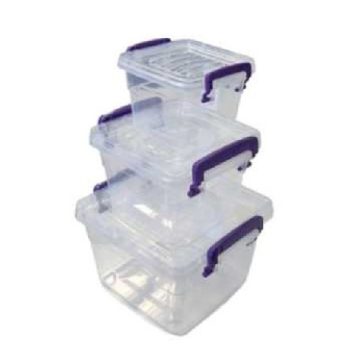 TÁROLÓ DOBOZ MŰA. 3DB-OS 19,3X12,3x18CM 0,55/1,2/2,4L