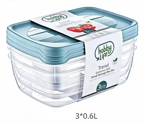 TÁROLÓ DOBOZ SZETT 3DB-OS MŰA. 0,6L
