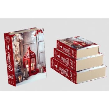   DÍSZDOBOZ SZETT 3R. KÖNYVFORMA NAGY:29,5X22,3X8CM DEKORÁCIÓ KARÁCSONY