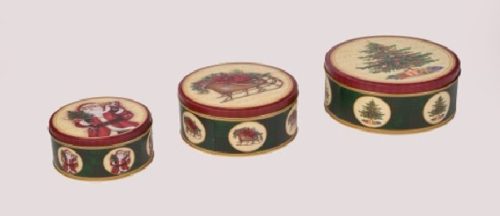 KARÁCSONYI FÉM DOBOZ 3DB-OS 20X9CM, 17X8CM, 13,5X7CM