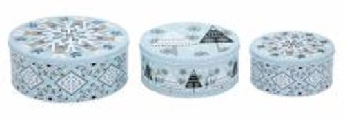 KARÁCSONYI FÉM DOBOZ 3DB-OS 20X9CM, 17X8CM, 13,5X7CM