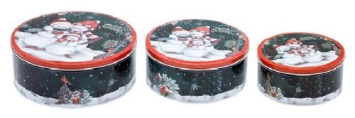 KARÁCSONYI FÉM DOBOZ 3DB-OS 20X9CM, 17X8CM, 13,5X7CM