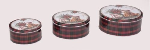 KARÁCSONYI FÉM DOBOZ 3DB-OS 20X9CM, 17X8CM, 13,5X7CM