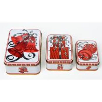   KARÁCSONYI FÉM DOBOZ 3DB-OS 19X13X6,5CM, 14,3X10,2X5,5CM, 12X8,5X4,3CM