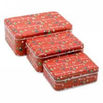   KARÁCSONYI FÉM DOBOZ 3DB-OS 19X13X6,5CM, 14,3X10,2X5,5CM, 12X8,5X4,3CM