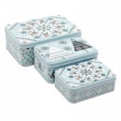 KARÁCSONYI FÉM DOBOZ 3DB-OS 19X13X6,5CM, 14,3X10,2X5,5CM, 12X8,5X4,3CM