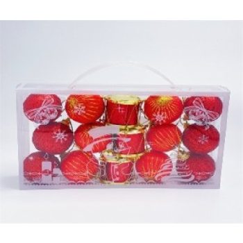 KARÁCSONYFA GÖMB DÍSZ 4CM PIROS 15DB-OS