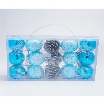 KARÁCSONYFA GÖMB DÍSZ 4CM KÉK 15DB-OS