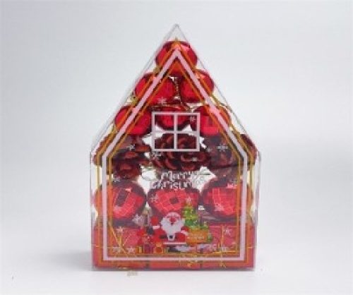 KARÁCSONYFA GÖMB DÍSZ 3CM/6DB - 4CM/9DB PIROS 15DB-OS