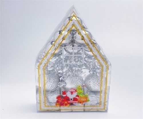 KARÁCSONYFA GÖMB DÍSZ 3CM/6DB - 4CM/9DB EZÜST 15DB-OS