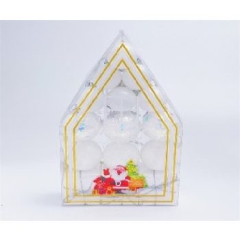 KARÁCSONYFA GÖMB DÍSZ 3CM/6DB - 4CM/9DB FEHÉR 15DB-OS