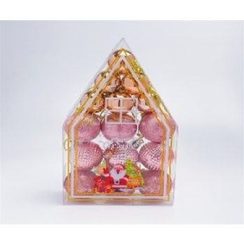   KARÁCSONYFA GÖMB DÍSZ 3CM/6DB - 4CM/9DB RÓZSASZÍN 15DB-OS