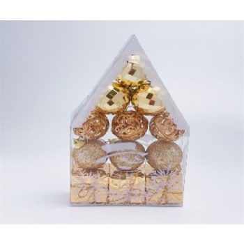 KARÁCSONYFA GÖMB DÍSZ 4CM ARANY 12DB-OS