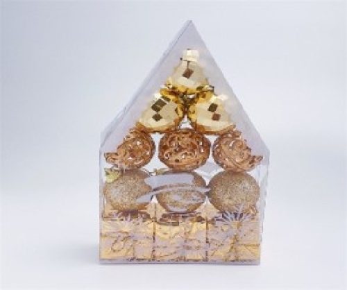 KARÁCSONYFA GÖMB DÍSZ 4CM ARANY 12DB-OS