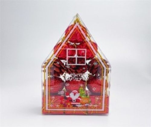 KARÁCSONYFA GÖMB DÍSZ 4CM PIROS 12DB-OS