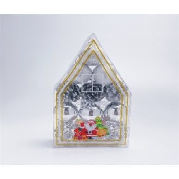 KARÁCSONYFA GÖMB DÍSZ 4CM EZÜST 12DB-OS