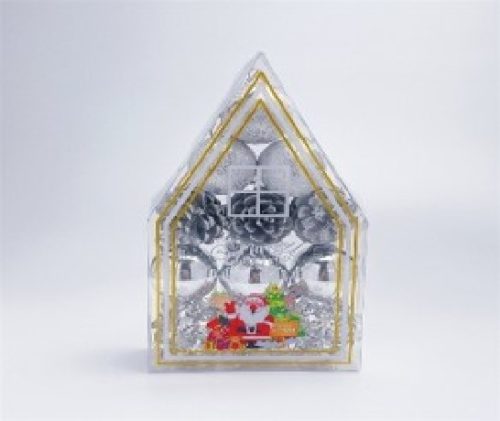 KARÁCSONYFA GÖMB DÍSZ 4CM EZÜST 12DB-OS