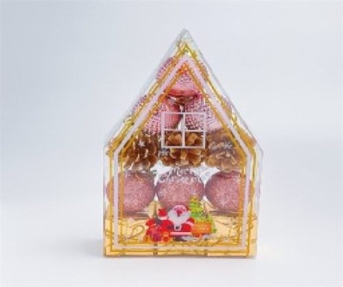 KARÁCSONYFA GÖMB DÍSZ 4CM RÓZSASZÍN 12DB-OS