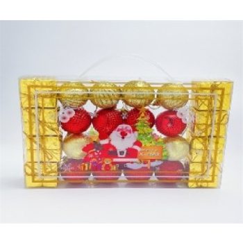 KARÁCSONYFA GÖMB DÍSZ 4CM PIROS-ARANY 24DB-OS