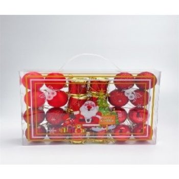 KARÁCSONYFA GÖMB DÍSZ 4CM PIROS 24DB-OS