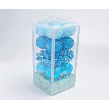 KARÁCSONYFA GÖMB DÍSZ 4CM KÉK 20DB-OS