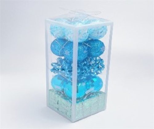 KARÁCSONYFA GÖMB DÍSZ 4CM KÉK 20DB-OS