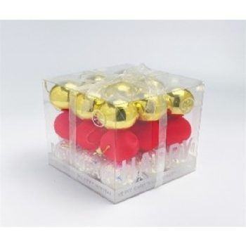 KARÁCSONYFA GÖMB DÍSZ 4CM VEGYES 27DB-OS