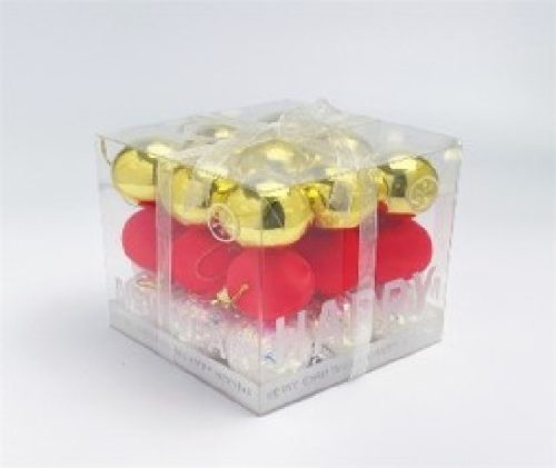 KARÁCSONYFA GÖMB DÍSZ 4CM VEGYES 27DB-OS