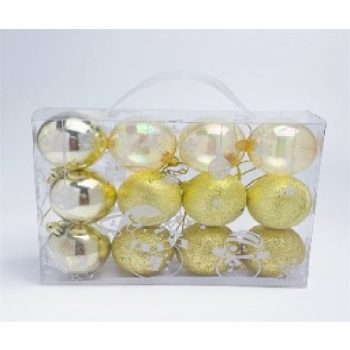 KARÁCSONYFA GÖMB DÍSZ 5CM PEZSGŐ 12DB-OS