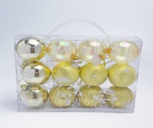 KARÁCSONYFA GÖMB DÍSZ 5CM PEZSGŐ 12DB-OS