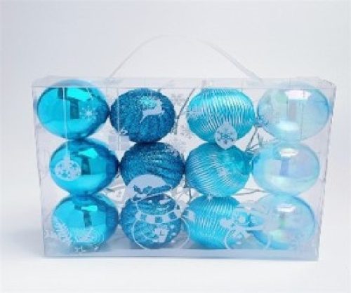 KARÁCSONYFA GÖMB DÍSZ 5CM KÉK 12DB-OS