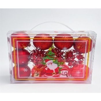 KARÁCSONYFA GÖMB DÍSZ 5CM PIROS 12DB-OS