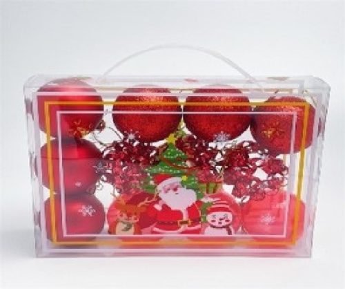 KARÁCSONYFA GÖMB DÍSZ 5CM PIROS 12DB-OS