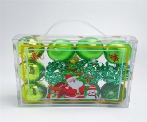 KARÁCSONYFA GÖMB DÍSZ 5CM ZÖLD 12DB-OS