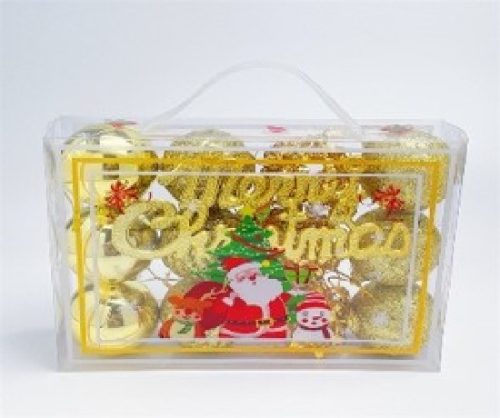 KARÁCSONYFA GÖMB DÍSZ 5CM ARANY 12DB-OS