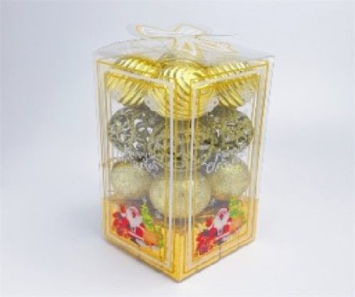 KARÁCSONYFA GÖMB DÍSZ 5CM ARANY 16DB-OS