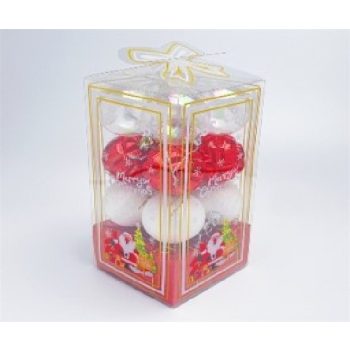 KARÁCSONYFA GÖMB DÍSZ 5CM PIROS-FEHÉR 16DB-OS