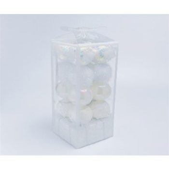 KARÁCSONYFA GÖMB DÍSZ 5CM FEHÉR 20DB-OS