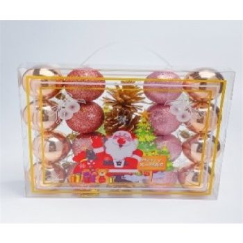 KARÁCSONYFA GÖMB DÍSZ 5CM RÓZSASZÍN 20DB-OS