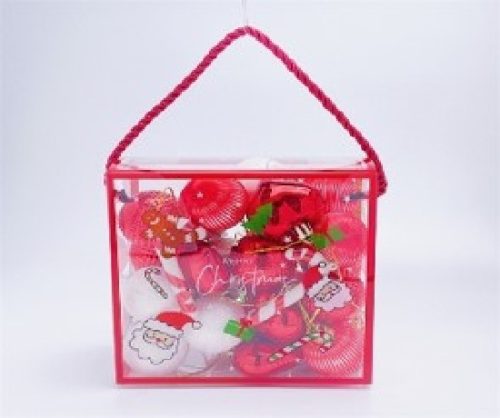 KARÁCSONYFA GÖMB DÍSZ 4CM PIROS-FEHÉR 30DB-OS