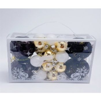 KARÁCSONYFA GÖMB DÍSZ 6CM/4DB - 3CM/18DB VEGYES 22DB-OS