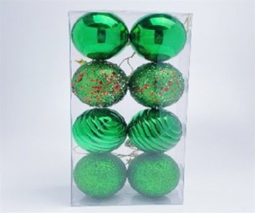 KARÁCSONYFA GÖMB DÍSZ 6CM ZÖLD 8DB-OS