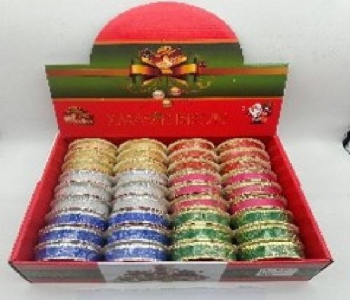 KARÁCSONYI SZALAG 2,5CM X 2,7M TÖBBFÉLE 36DB/DISPLAY