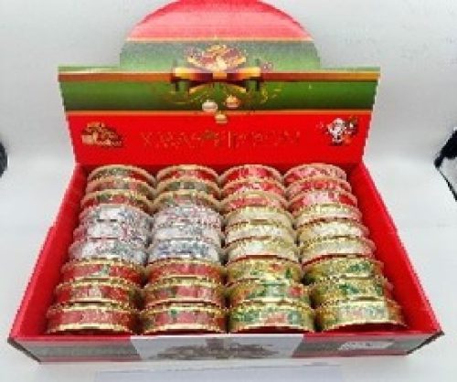 KARÁCSONYI SZALAG 2,5CM X 2,7M TÖBBFÉLE 36DB/DISPLAY