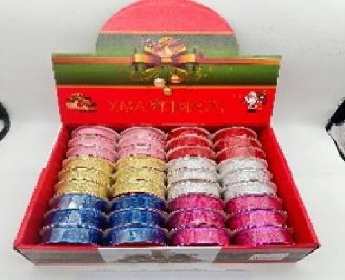 KARÁCSONYI SZALAG 2,5CM X 2,7M TÖBBFÉLE 36DB/DISPLAY