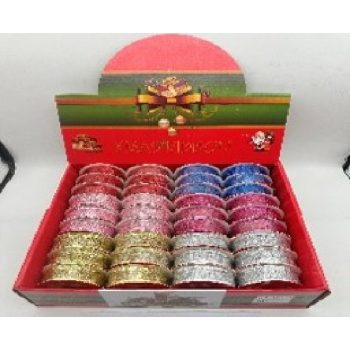 KARÁCSONYI SZALAG 2,5CM X 2,7M TÖBBFÉLE 36DB/DISPLAY