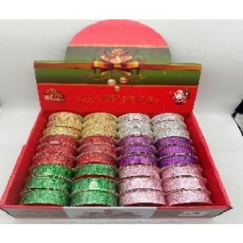 KARÁCSONYI SZALAG 2,5CM X 2,7M TÖBBFÉLE 36DB/DISPLAY